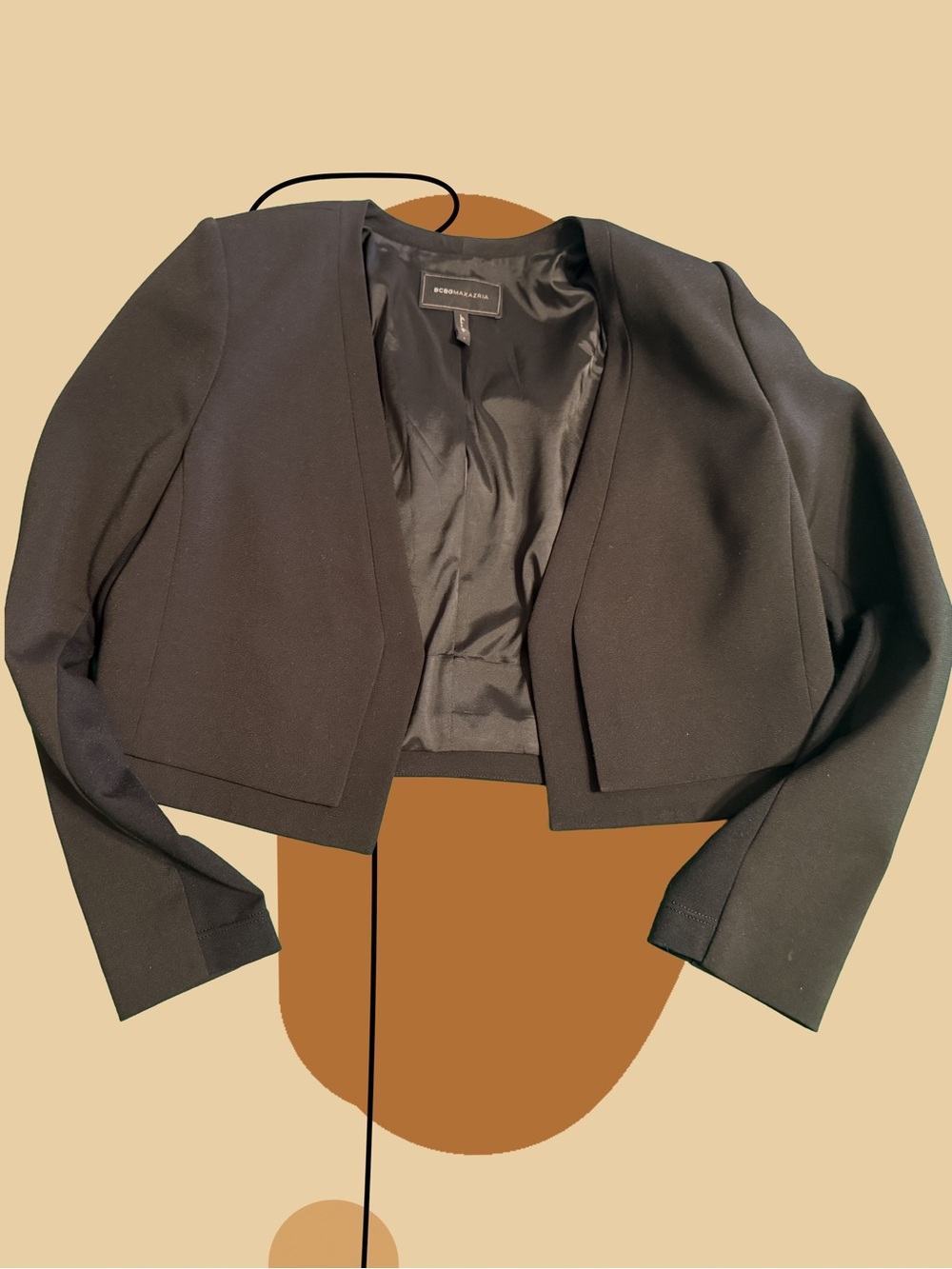 BCBGMaxAzria Black Cropped Open Blazer Jacket